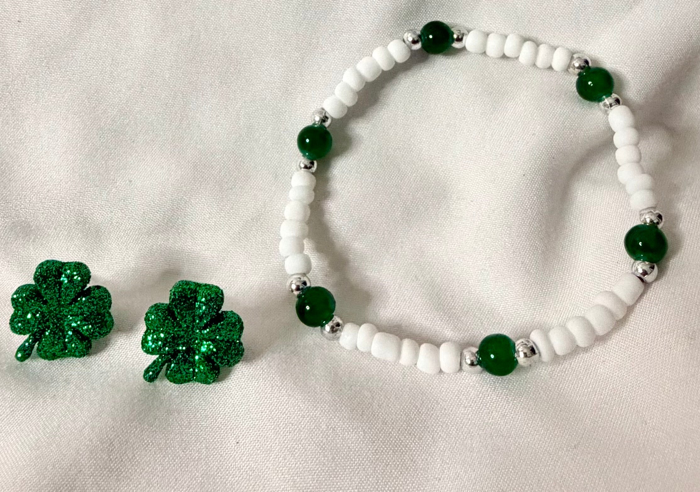 St Pattys Day Four Leaf Clover Stud Earring Jewelry Set with Ring & Bracelet by SublimeDesignsBySuzie in Palm Coast - SublimeDesignsBySuzie