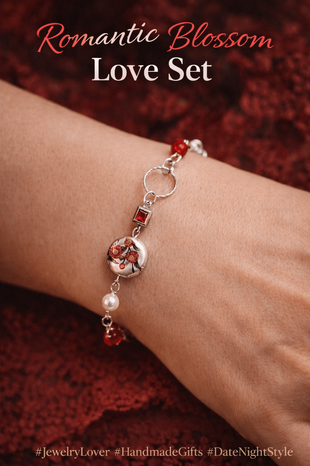 Vintage Crimson Romantic Blossom Mismatch Love Set - Date Night Jewelry - SublimeDesignsBySuzie - SublimeDesignsBySuzie